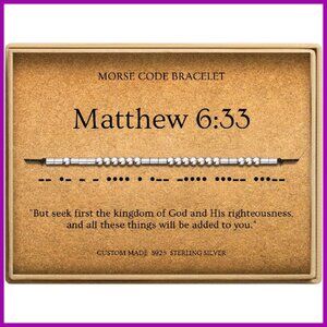 S925 Sterling Silver Morse Code Bible Verse Bracelet Inspirational Faith Jewelry